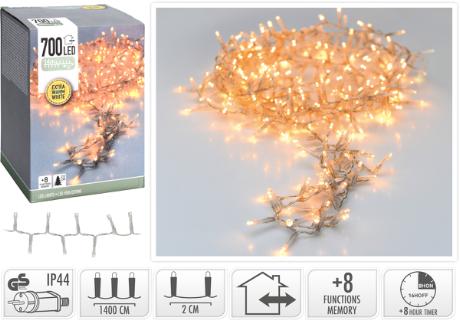 Snake lyskæde 700 LED varm, transp, IP44, 8/16t