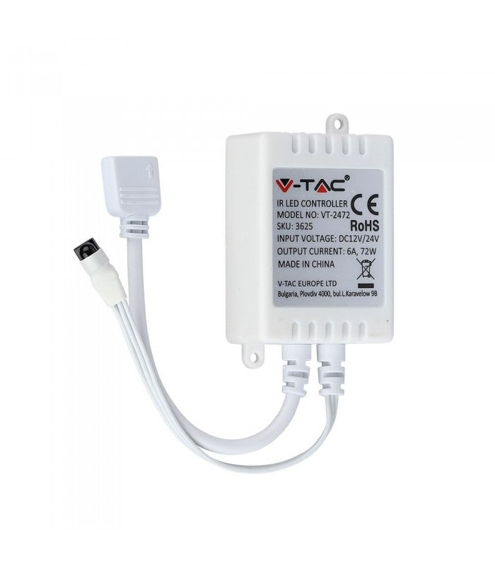 RGB kontroller med fjernbetjening - memory funktion, infrarød, 12V (72W), 24V (144W)