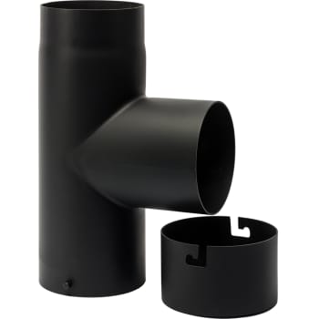 150 mm Metalbestos Sorte røgrør T-stykke 90° med sodskål