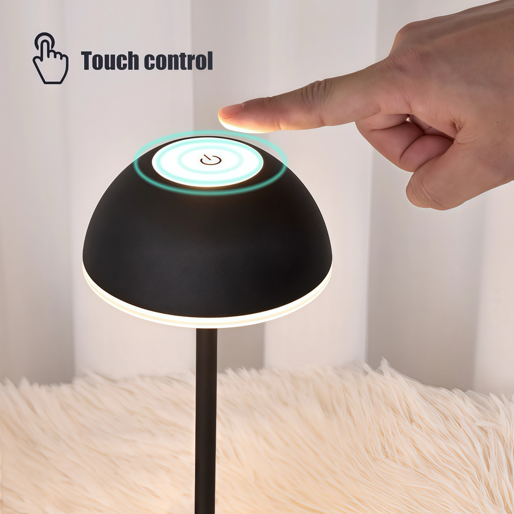Opladelig LED bordlampe Inde/ude - Beige, touch dæmpbar, 3i1, IP54 udendørs