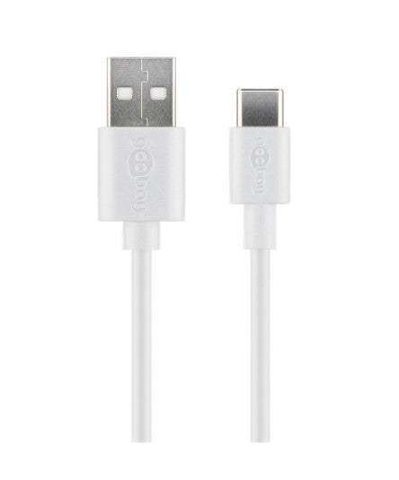 USB-A han > USB-C han (2.0) kabel, 3A, Hvid (3m)