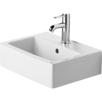 Vero vask 45 cm med hanehul og overløb, wondergliss
