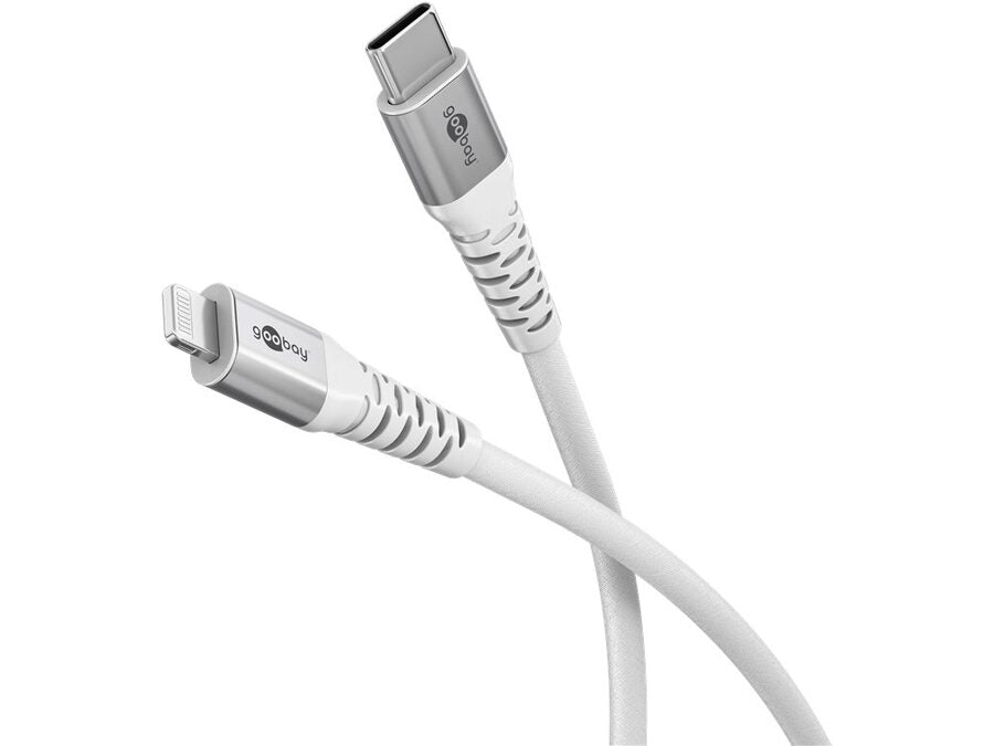 USB-C til Lightning Supersoft PD Tekstilkabel, 3A, Hvid (1m)