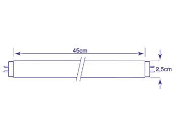 UV sortlysrør - 15W / 230V, 45cm G13 sokkel (Low cost)