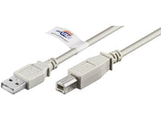 USB 2.0 kabel - A han til B han, Grå (5m)