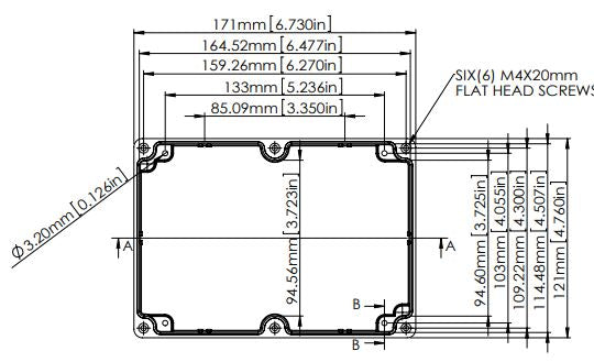 G120 aluminiumskabinet - IP65 (121x171x55mm)