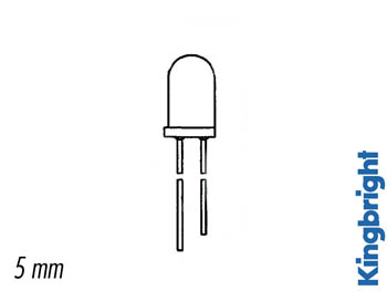 5mm LED - Rund, GUL diffus (2mcd 30°)