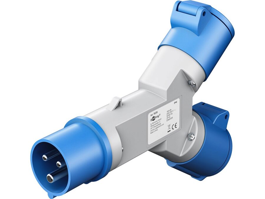 CEE adapterkabel - 3P han til 2 x 3P hun
