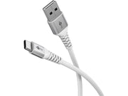 USB-A til USB-C Supersoft PD Tekstilkabel, 3A, Hvid (2m)