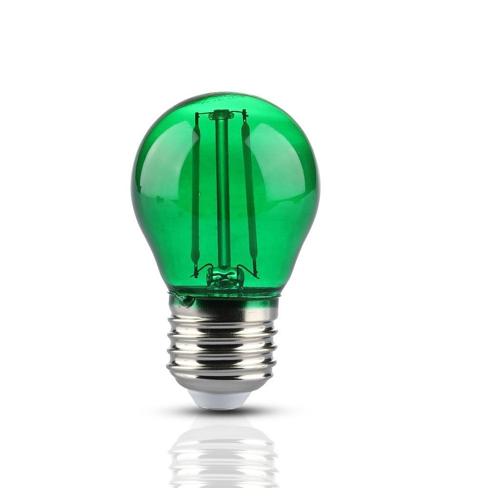 V-Tac 2W Grøn LED Kronepære - E27, Kultråd, Erstatning for 10W, Input 230V, 60lm, RA80
