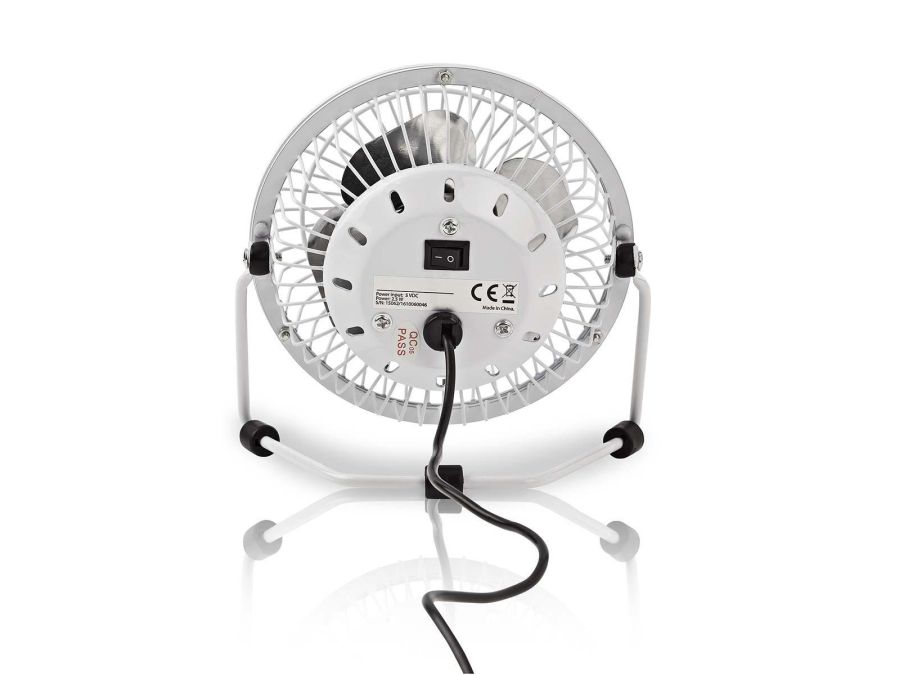 Miniventilator - Ø10cm, USB, Hvid