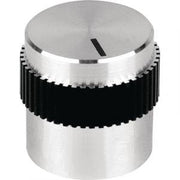 Drejeknap, Alu. - Ø15,9mm, H15mm, Sort streg, 4mm aksel