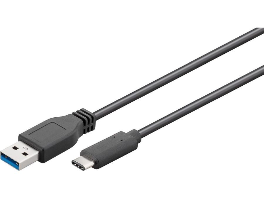 USB 3.0 SuperSpeed kabel - A han > USB-C han, 3A Sort (0,15m