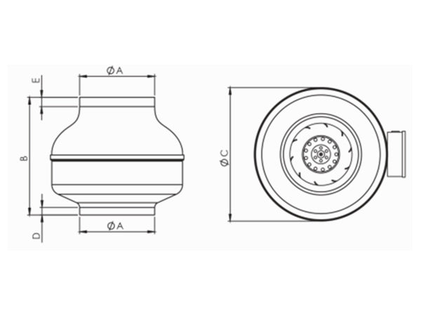 Industriel kanalventilator - aRd Ø200mm, 152W, 970m3/t