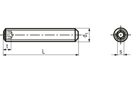 Pinolskrue, indv. sekskant - M6 x 20mm, HEX-3mm (50 stk.)