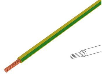 Monteringsledning - 2,5mm² trådet, Grøn/gul (metervare)