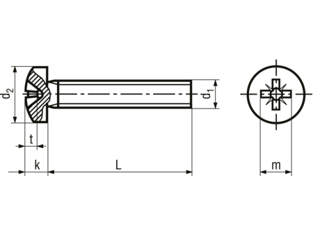 Maskinskrue, panhoved - M4x8mm, pozidriv PZ2 (25 stk.)