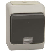 Stænktæt korrespondanceafbryder m. lampe IP44 - grå