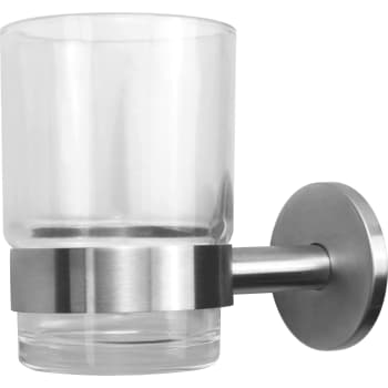 Glasholder med Glas , matbørstet rustfrit stål