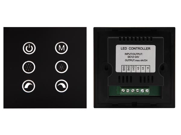 Multifunk. touch RGB LED styring - 3 kanaler, Sort (3 x 4A)