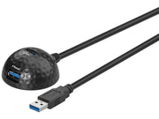 USB 3.0 forlængerkabel - A han til 2 x A hun, Sort (1,5m)