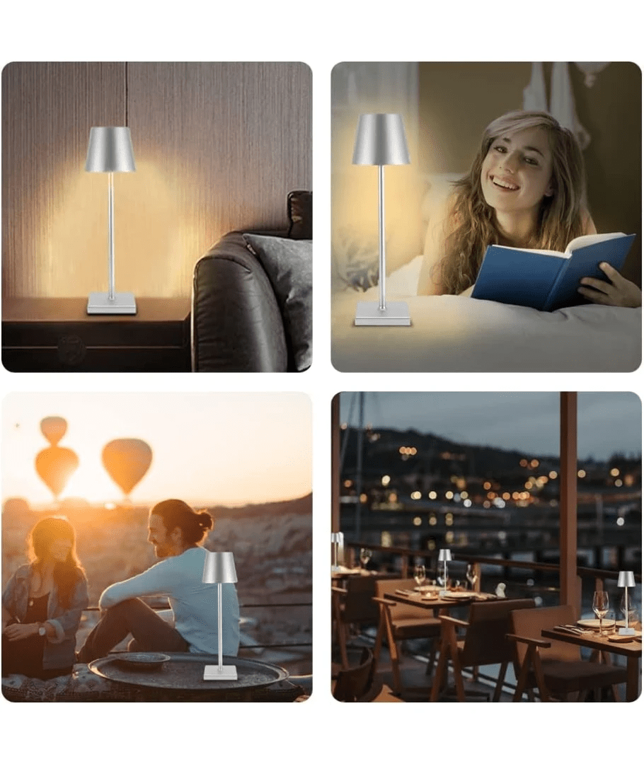 Opladelig LED bordlampe, Grå, touch dæmpbar