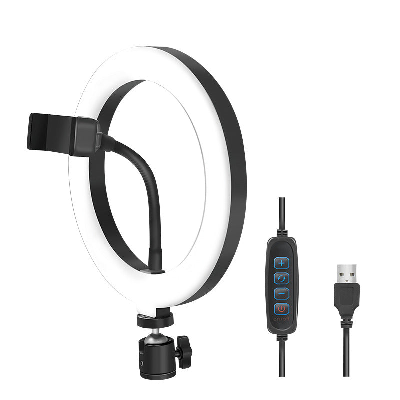Smartphone holder med ringlys - Ø20cm, Sort