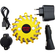 JAPCELL Flare genopladelig advarselslys / skildpadde med oplader