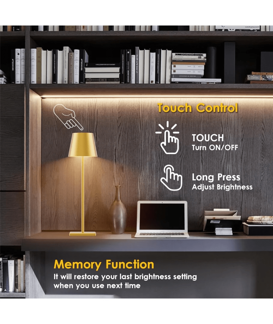 Opladelig LED bordlampe, Gul, touch dæmpbar