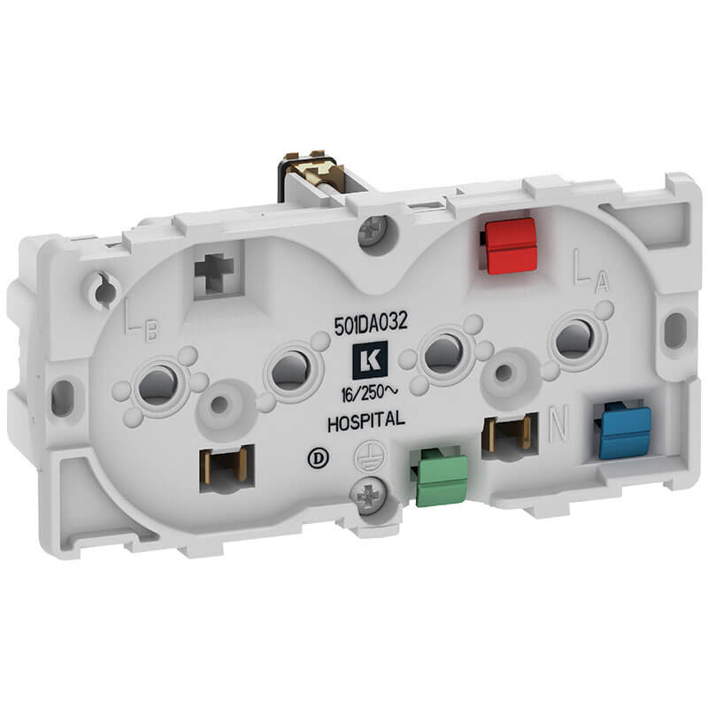 Fuga dob. stikkontakt hospital 2-polet m/jord 2m