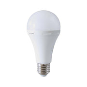 Nødplastlampe A90 med batteri og 15W E27 fatning, 3 timers drift, 4000K - 4000 Kelvin.