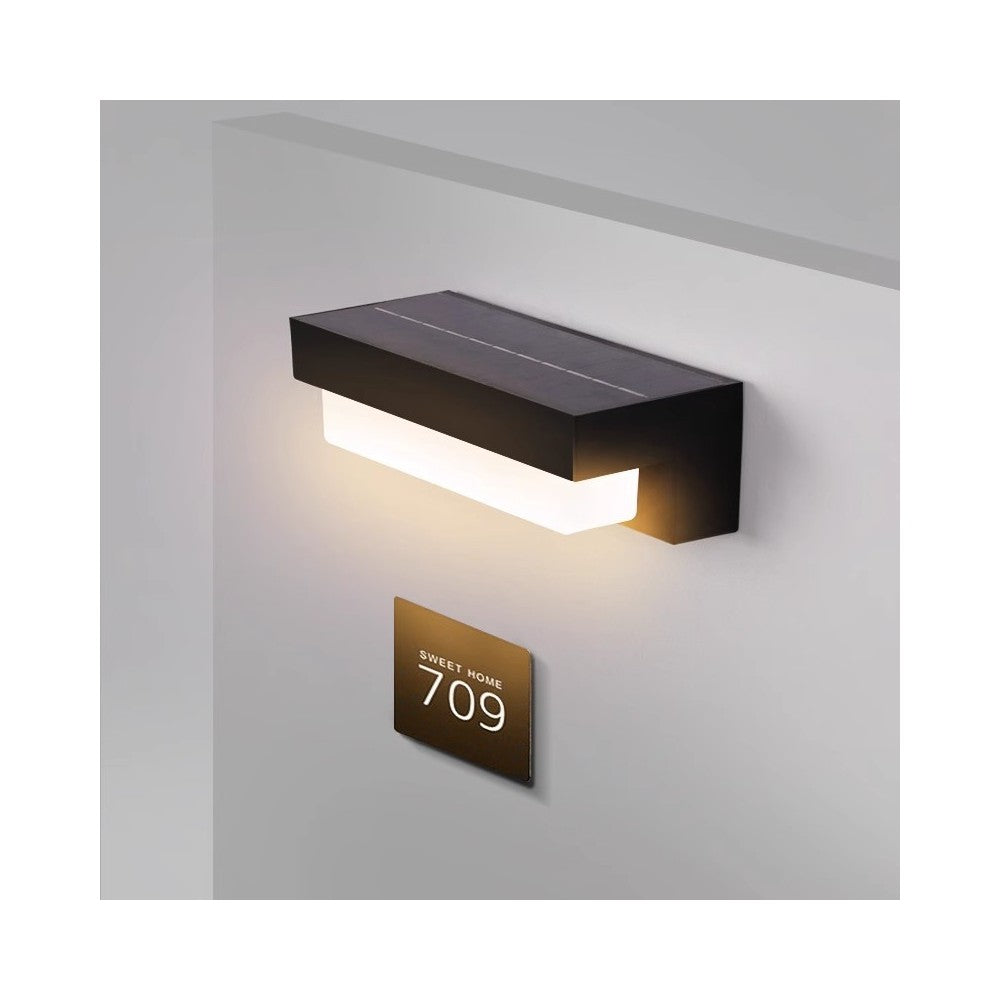 Solcelle sensor CCT væglampe - 3 lyskulører, sort, firkantet, skumringssensor, IP54, 2W