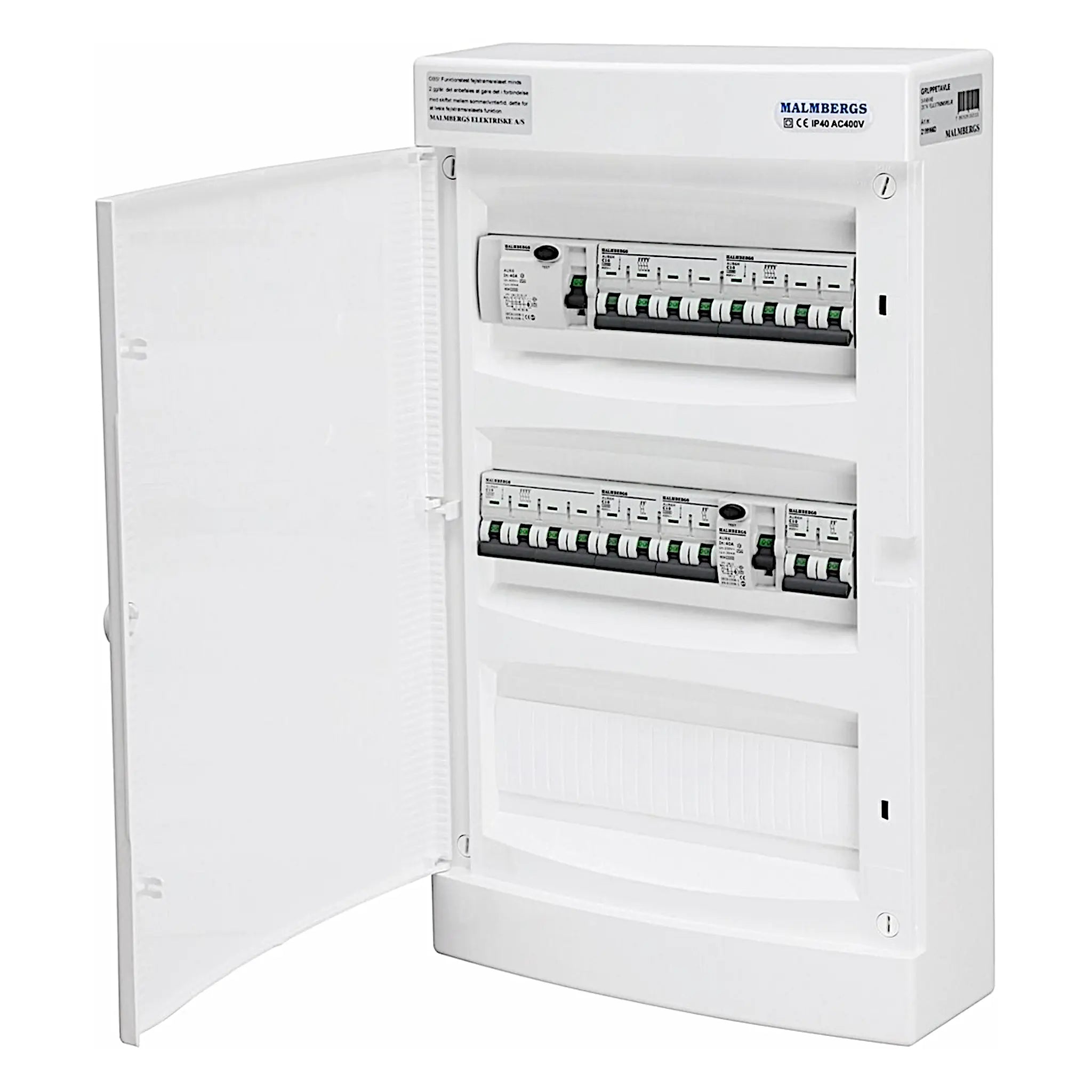 Færdigmonteret gruppetavle – 1x16A 3P+N + 1x10A 3P