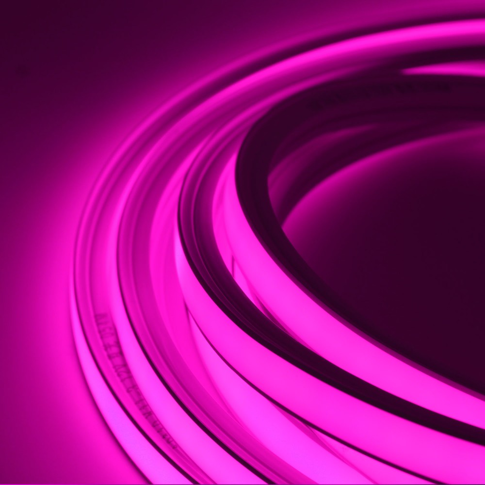 AnyCut Neon Flex Lilla LED strip - 5m, 8W/m, 12V - Ingen klippeafstand - Ideel til dekoration og stemningsbelysning