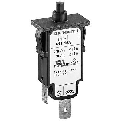 Automatsikring m. kontakt - 240Vac 48Vdc 10A, SPST (snap-in)