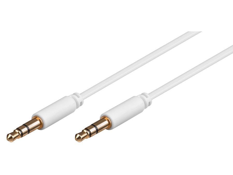 Audiokabel - 2 x 3,5mm stereo JACK han slim, Hvid (3m)