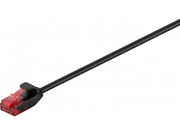 UTP netværkskabel - CAT6, 2xRJ45 slim, Sort (0,15m)