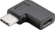 USB-C 90° vinkelstik - USB-C han til USB-C hun, Højre, Sort