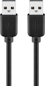 USB 2.0 kabel - A han til A han, Sort (3m)