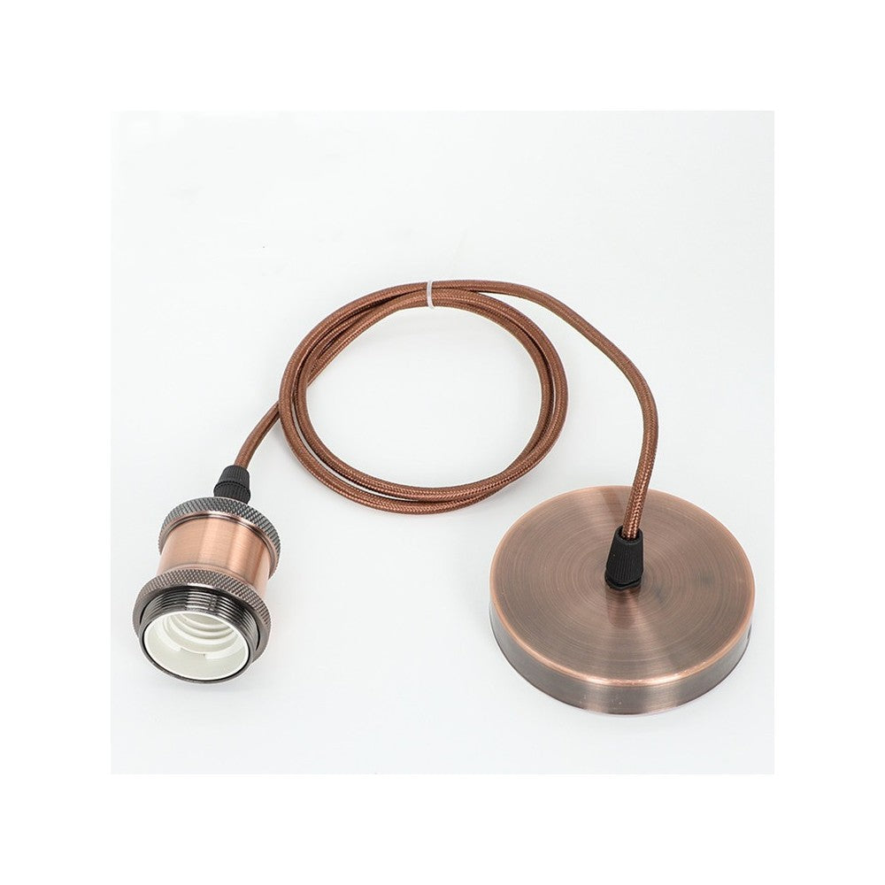 Bronze lampefatning med roset, 150cm ledning - E27, 230V, Max. 60W