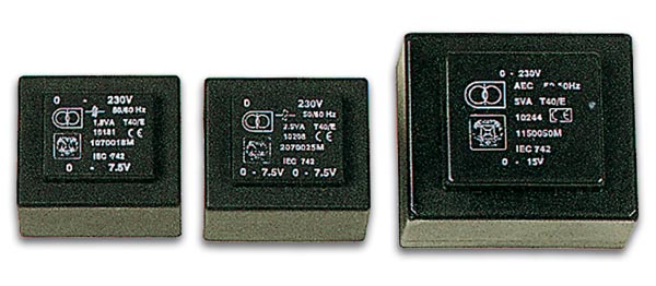 230V printtransformator - 0,7VA 2 x 12V / 2 x 29mA