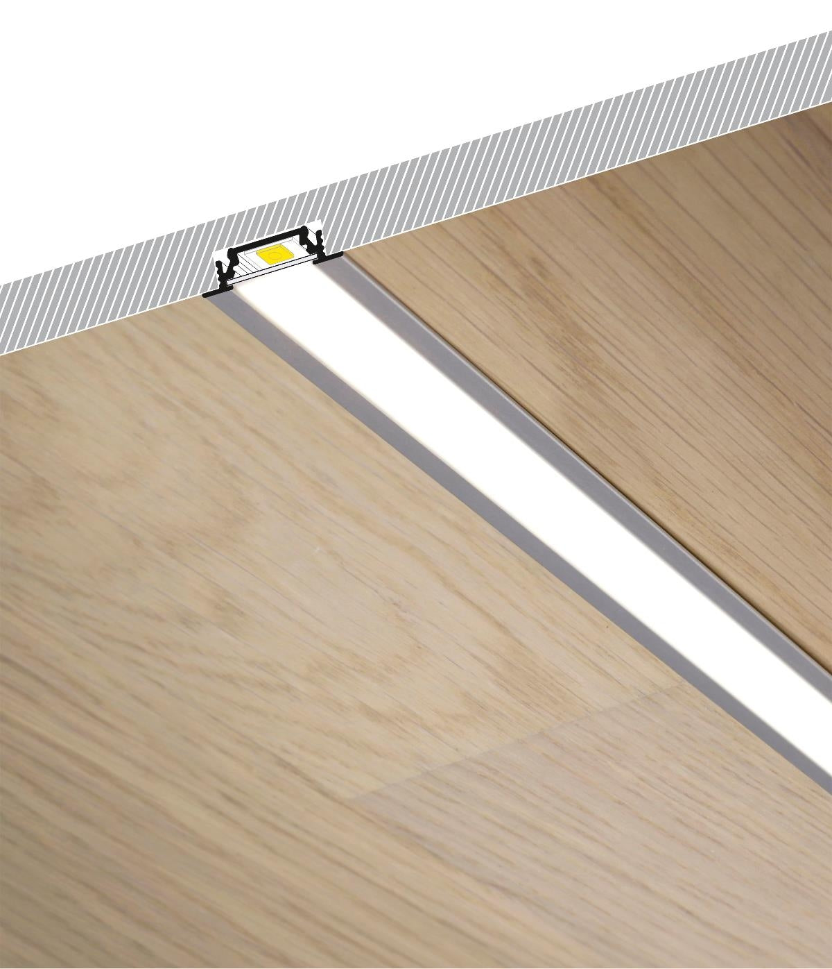 DIOFLEX Alu profil GROOVE10 BC/UX indbyg 2m 24x7mm