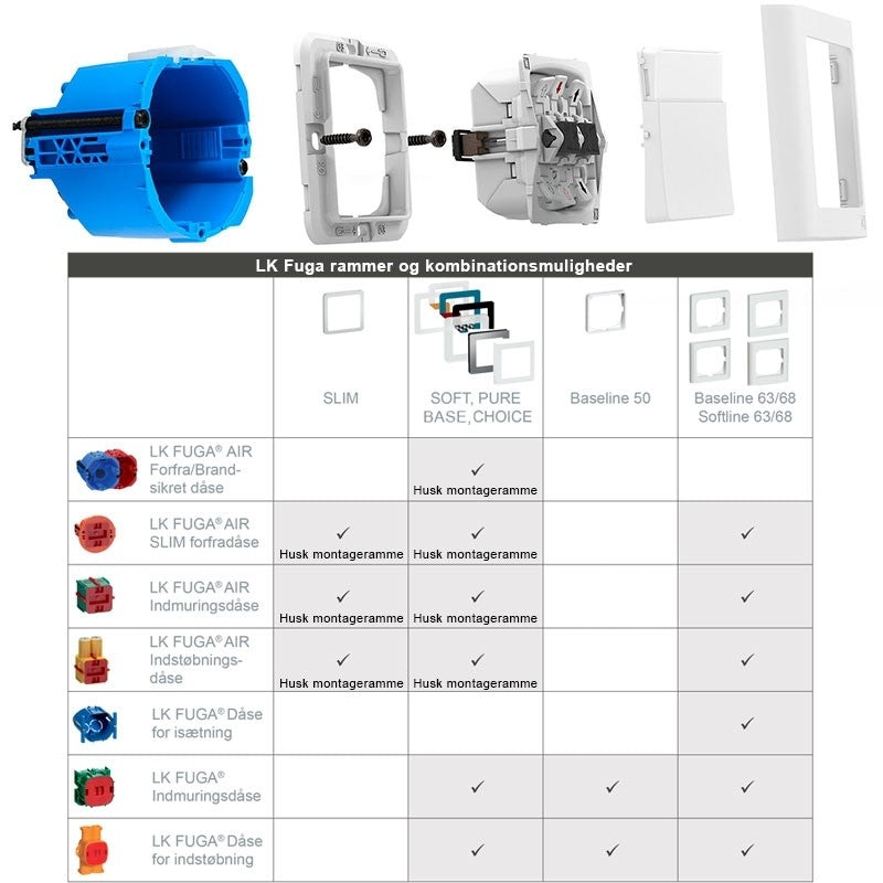 LK Fuga ramme PURE 66 glas 2x1m - sort