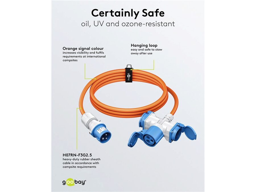 CEE adapterkabel - 3P han til 3P hun + 2 x Jord (5m)
