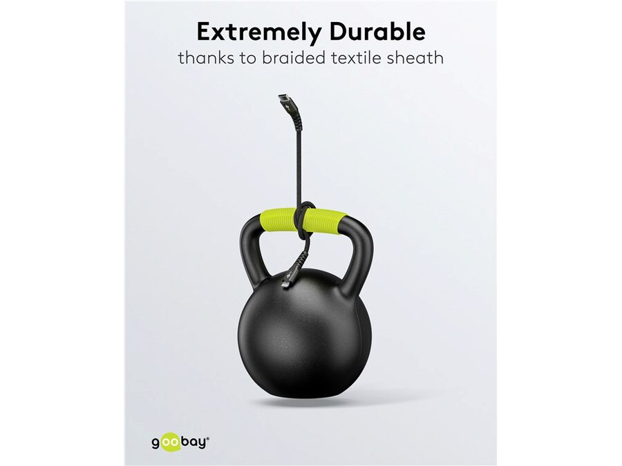 USB-C til Lightning Supersoft PD Tekstilkabel, 3A, Sort (3m)