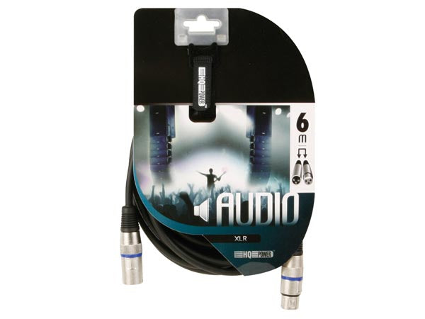 XLR kabel - 3P XLR han til 3P XLR hun, Sort (6m)