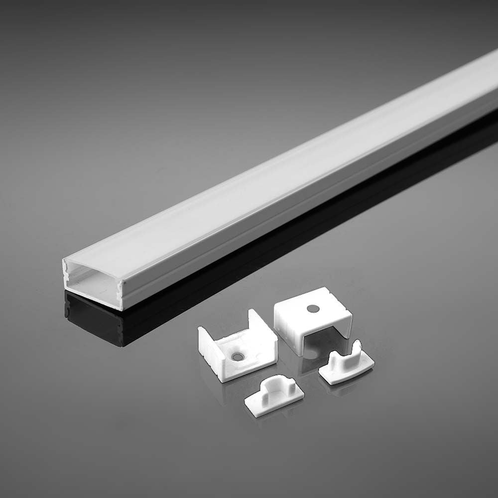 Monteringssæt til LED-strips - 12mm Overflade, 2000x17,4x7mm, Hvid