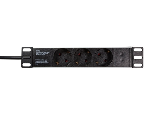 10" El-rackpanel - 3 udtag, Sort (1,8m)