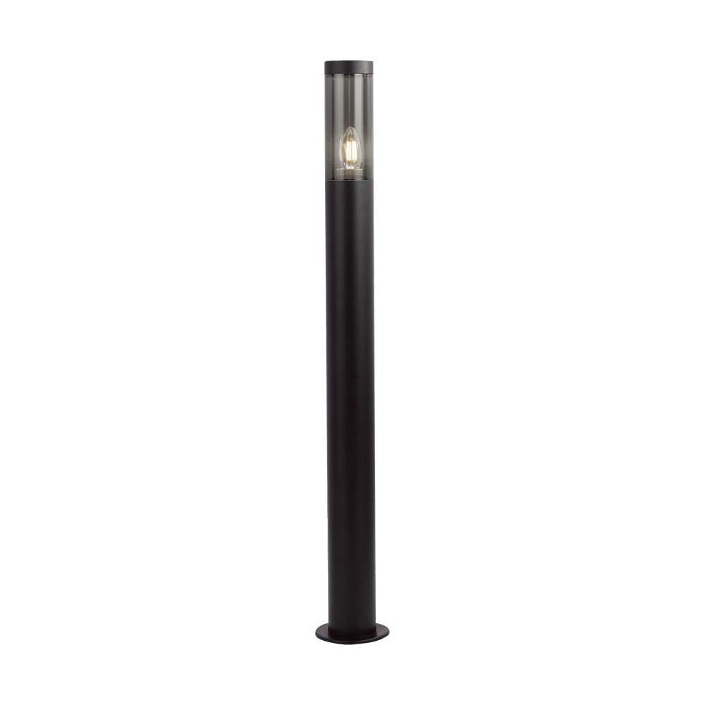 Pullert med E27 lys, røgfarvet plastik og sort hus, IP44, 76x119x1000mm