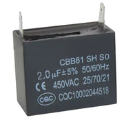 CBB61 motor kondensator - 2uF / 450V, ±5%, m. spadestik